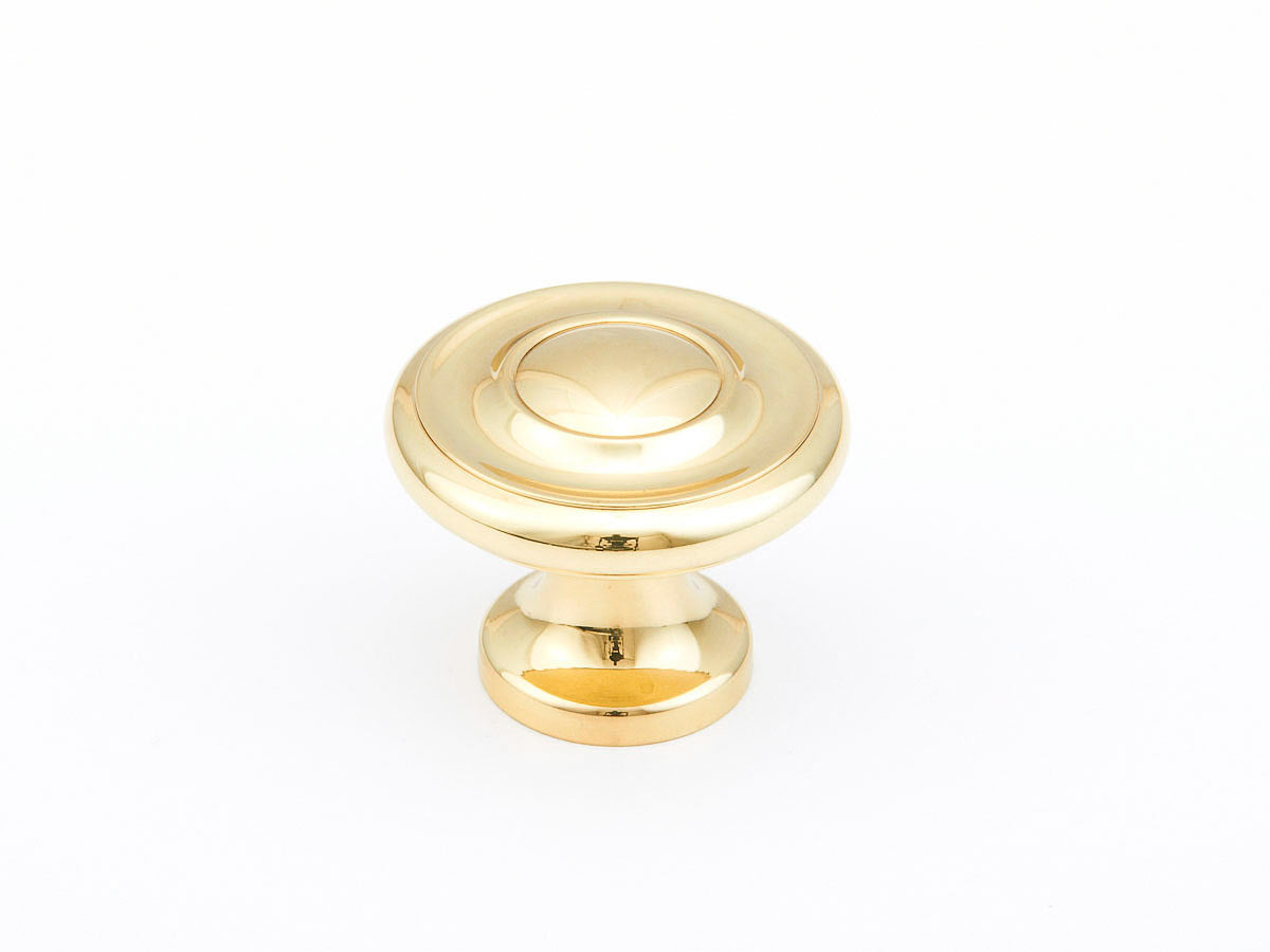 Schaub 703-03 1-1/4" Colonial Cabinet Knob Bright Brass Finish Sparrow Supply