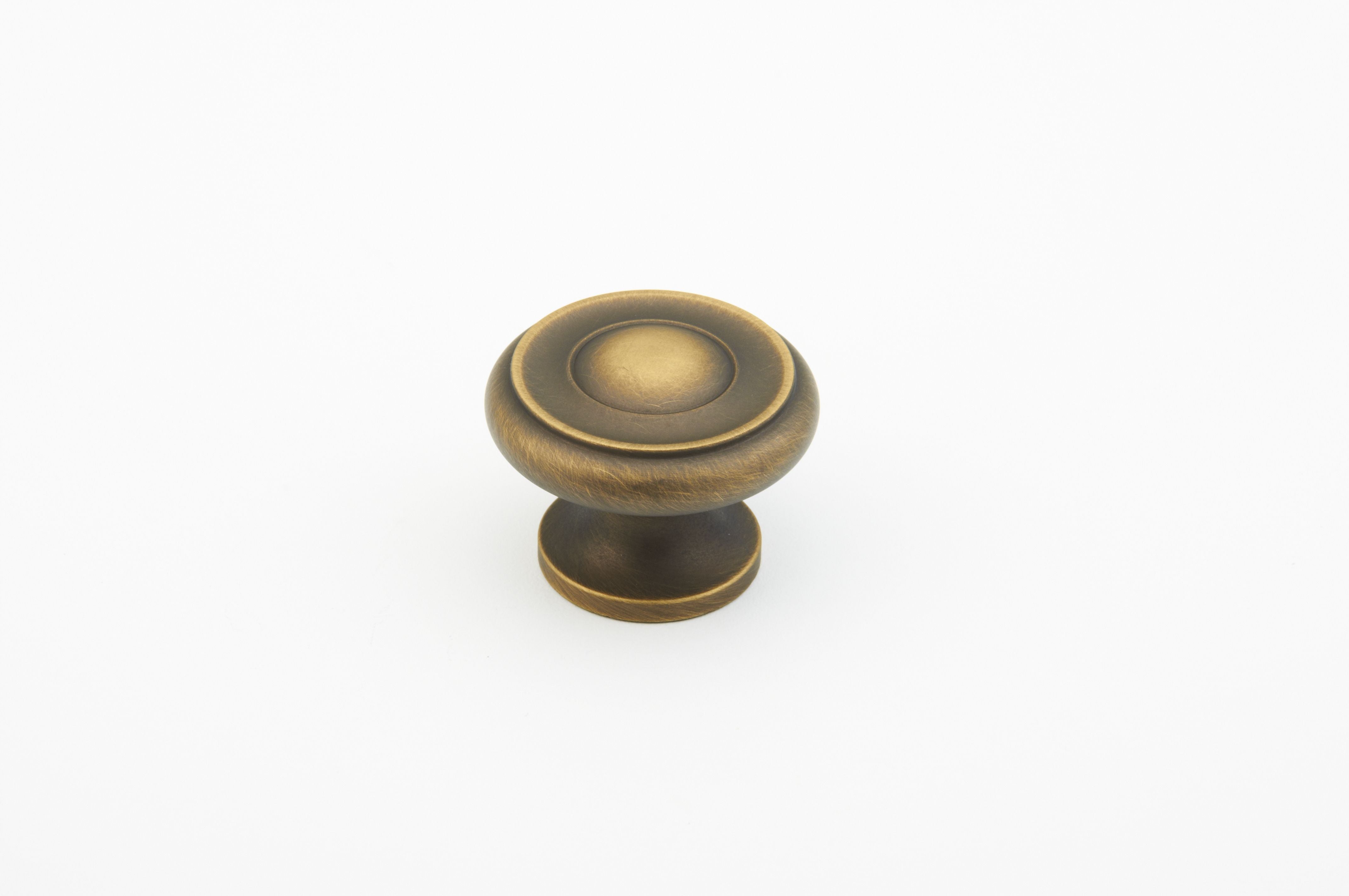 Schaub 703-ALB 1-1/4" Colonial Cabinet Knob Antique Light Brass Finish Sparrow Supply