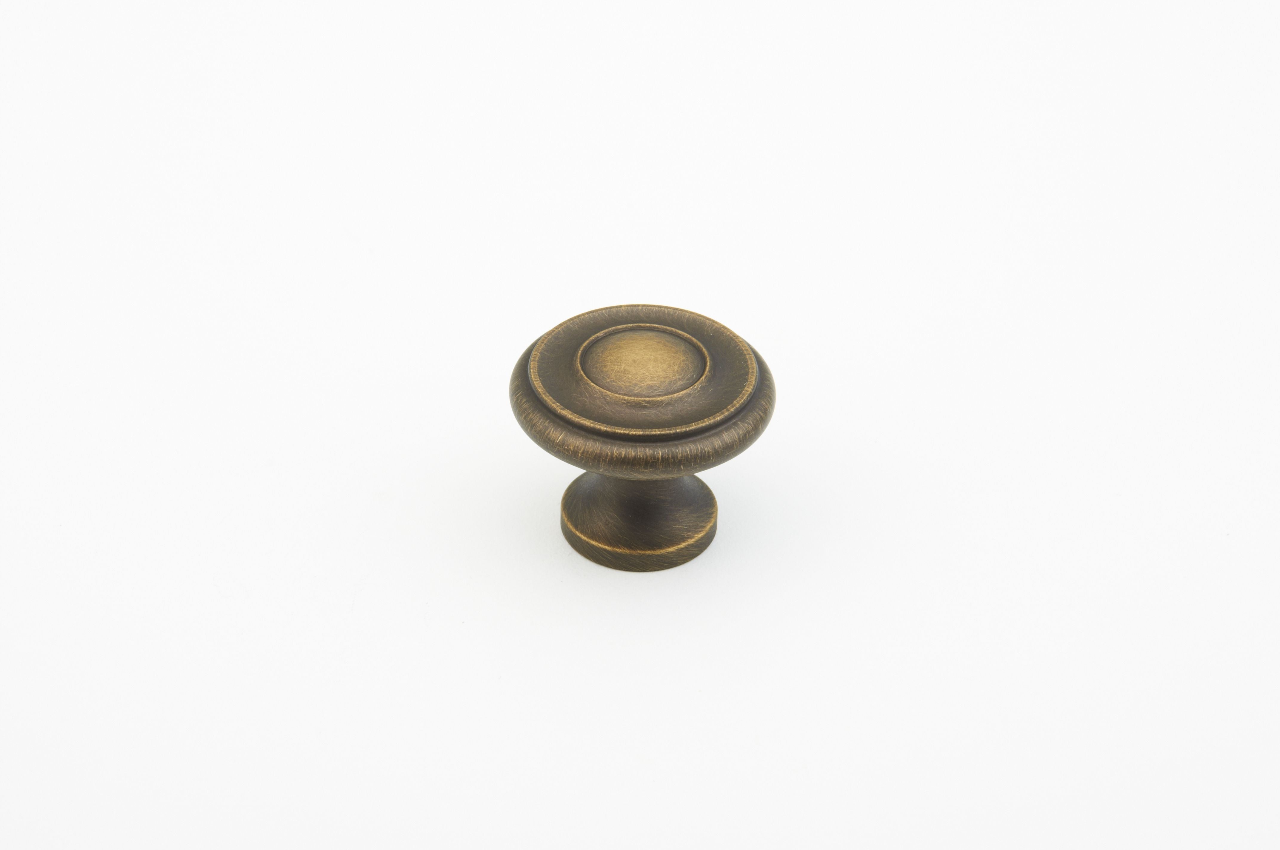 Schaub 704-ALB 1-1/2" Colonial Cabinet Knob Antique Light Brass Finish Sparrow Supply