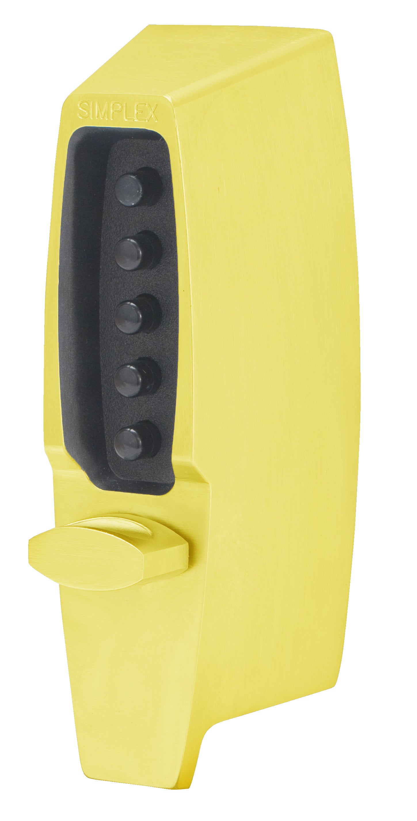 Kaba Simplex 710203 Mechanical Pushbutton Auxiliary Lock with Thumbturn; 1" Deadbolt and 2-3/4" Backset Bright Brass Finish Sparrow Supply