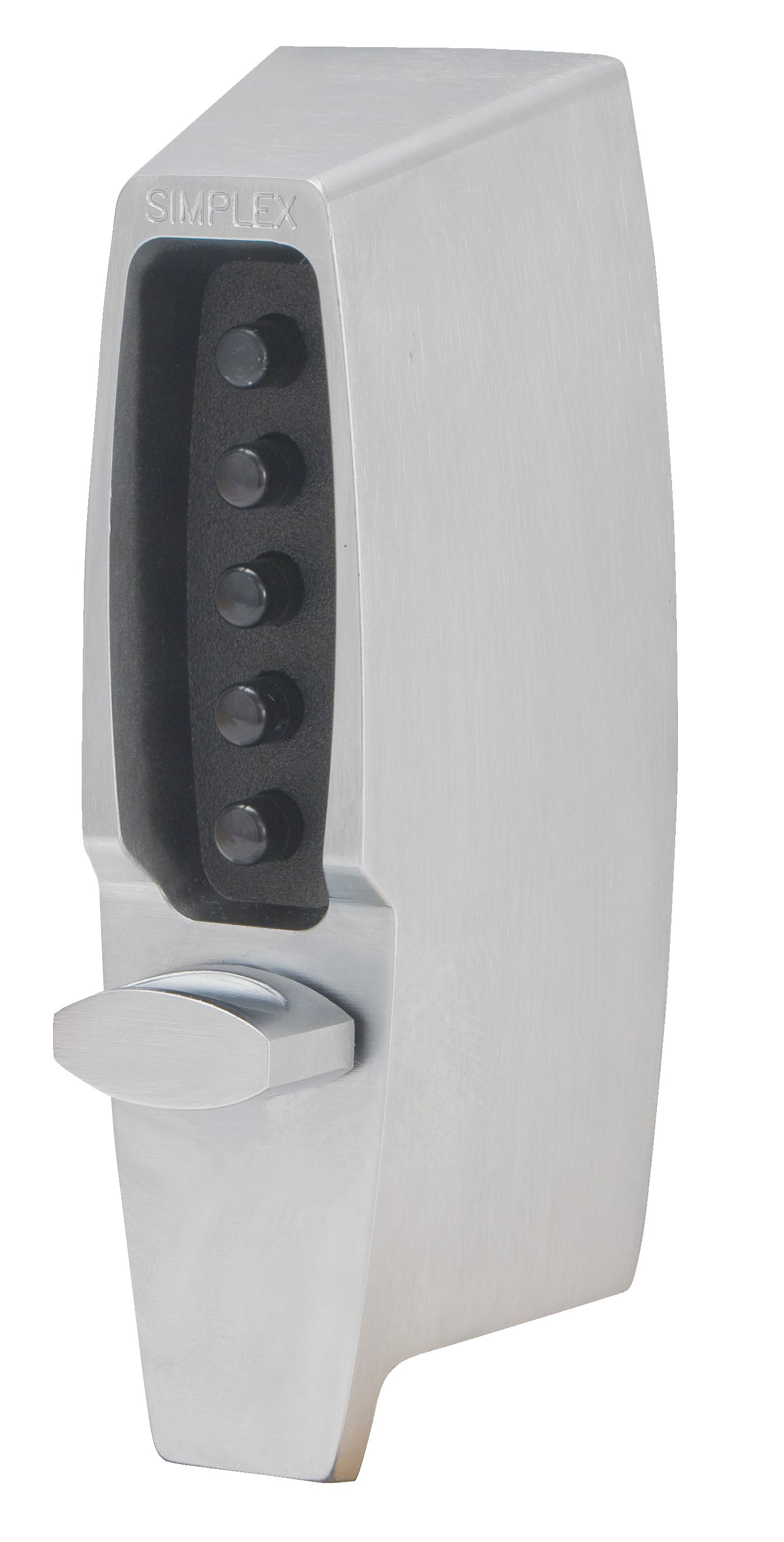Kaba Simplex 710826D Mechanical Pushbutton Auxiliary Lock with Thumbturn; 1" Deadbolt and 2-3/8" Backset Satin Chrome Finish Sparrow Supply