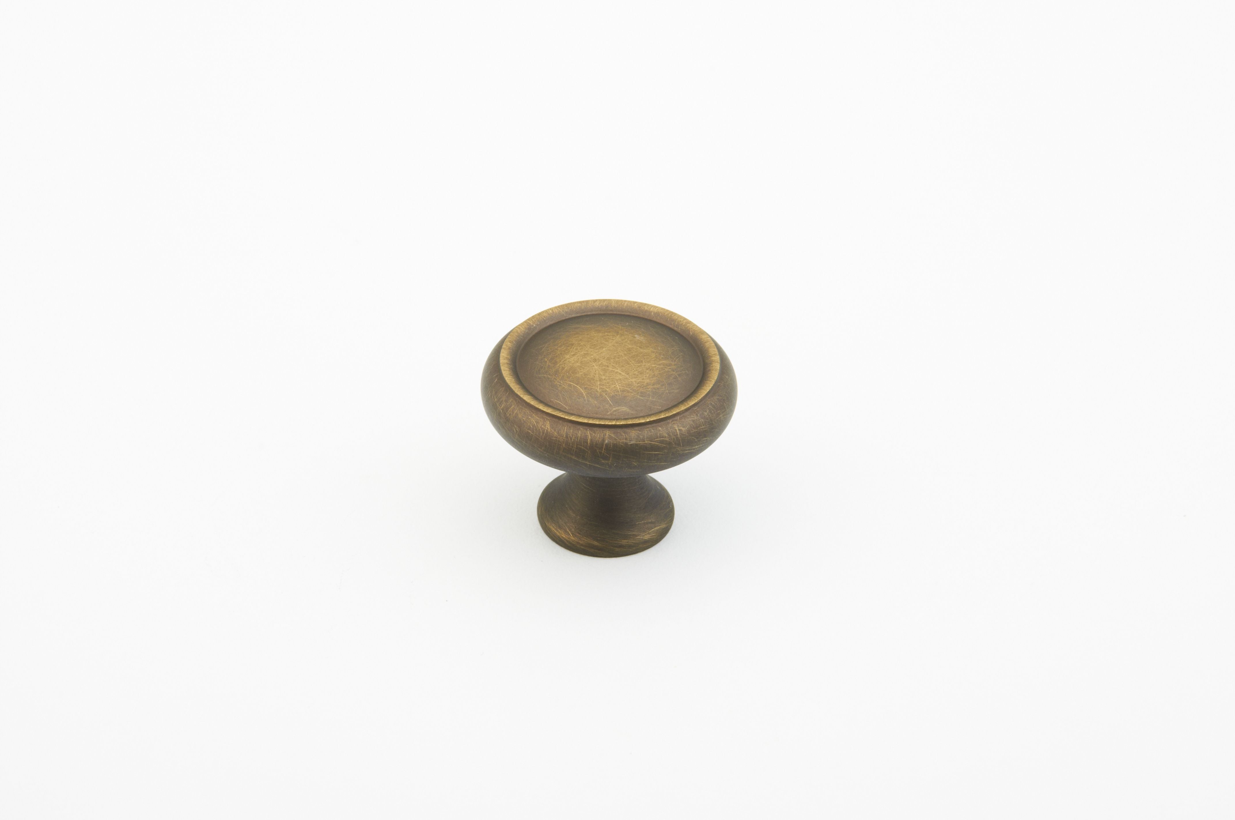 Schaub 711-ALB 1-1/4" Country Traditional Cabinet Knob Antique Light Brass Finish Sparrow Supply
