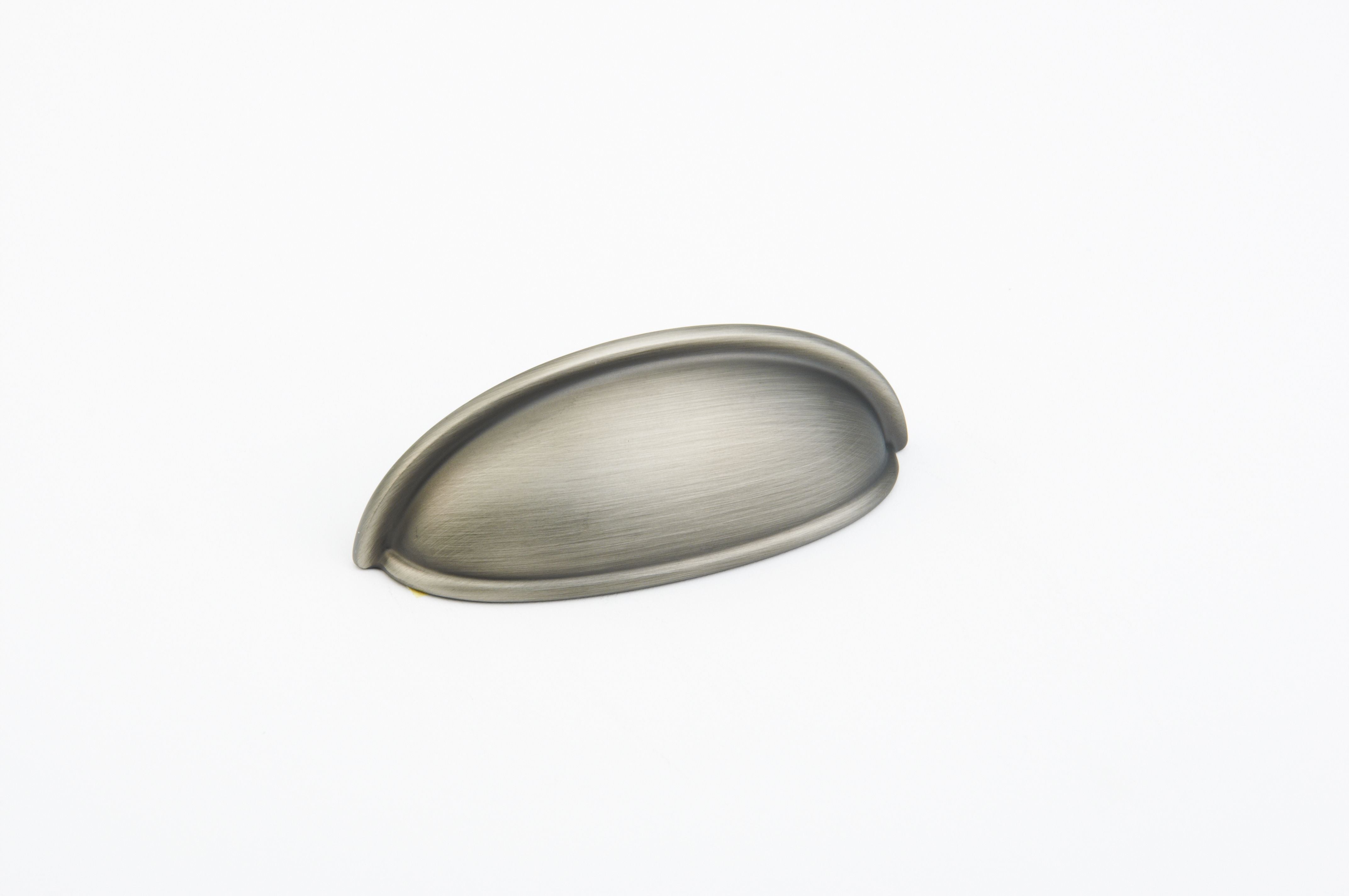 Schaub 730-AN 3-3/4" Overall; 3" Center to Center Traditional Cup Pull Antique Nickel Finish Sparrow Supply