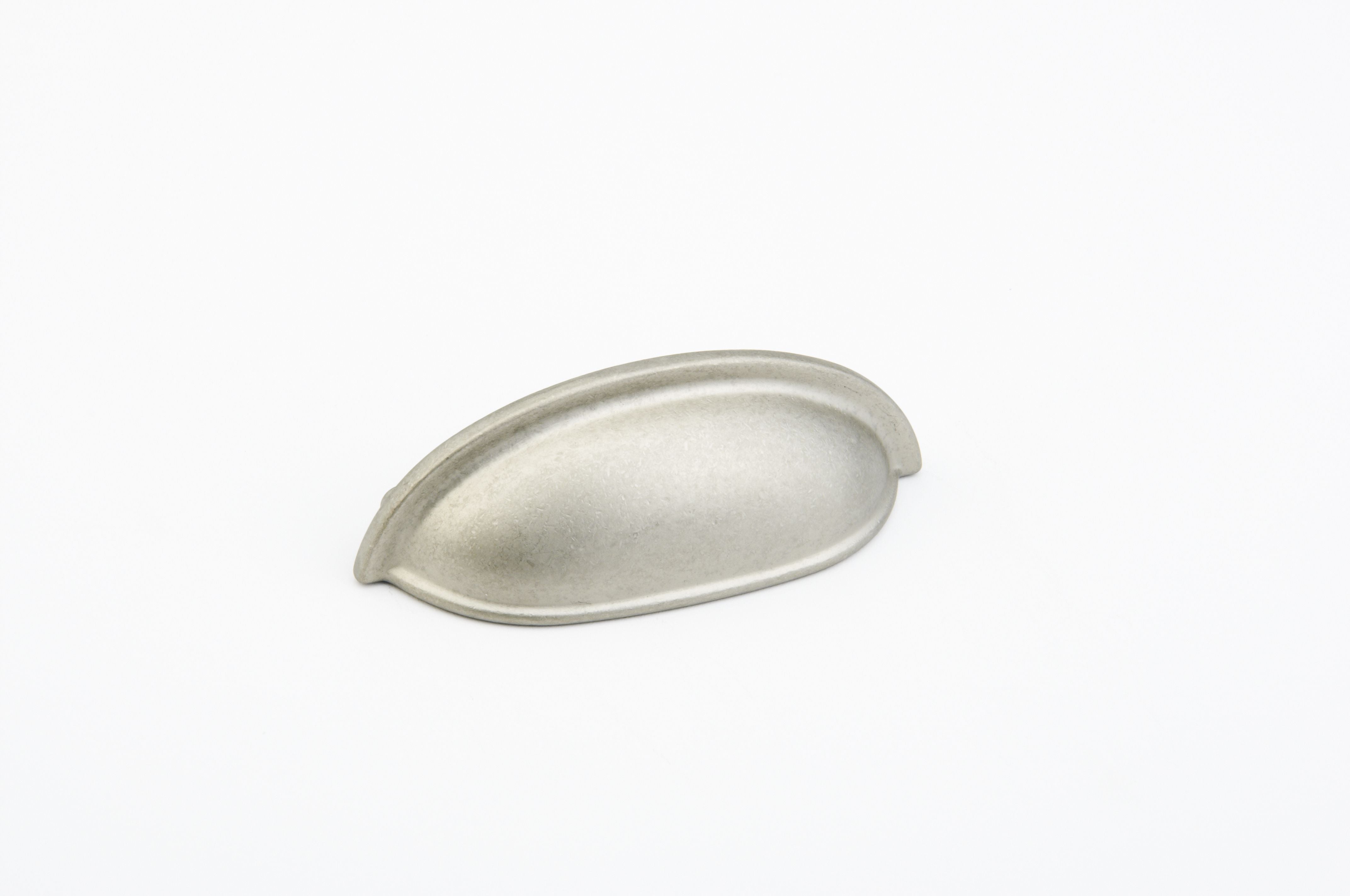 Schaub 730-DN 3-3/4" Overall; 3" Center to Center Traditional Cup Pull Distressed Nickel Finish Sparrow Supply