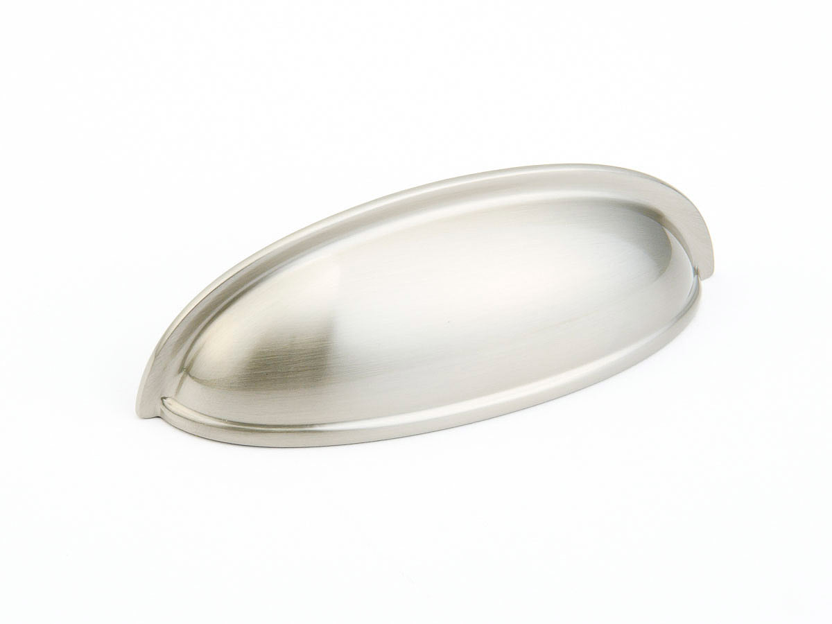 Schaub 731-15 4-5/8" Overall; 3" Center to Center Traditional Cup Pull Satin Nickel Finish Sparrow Supply