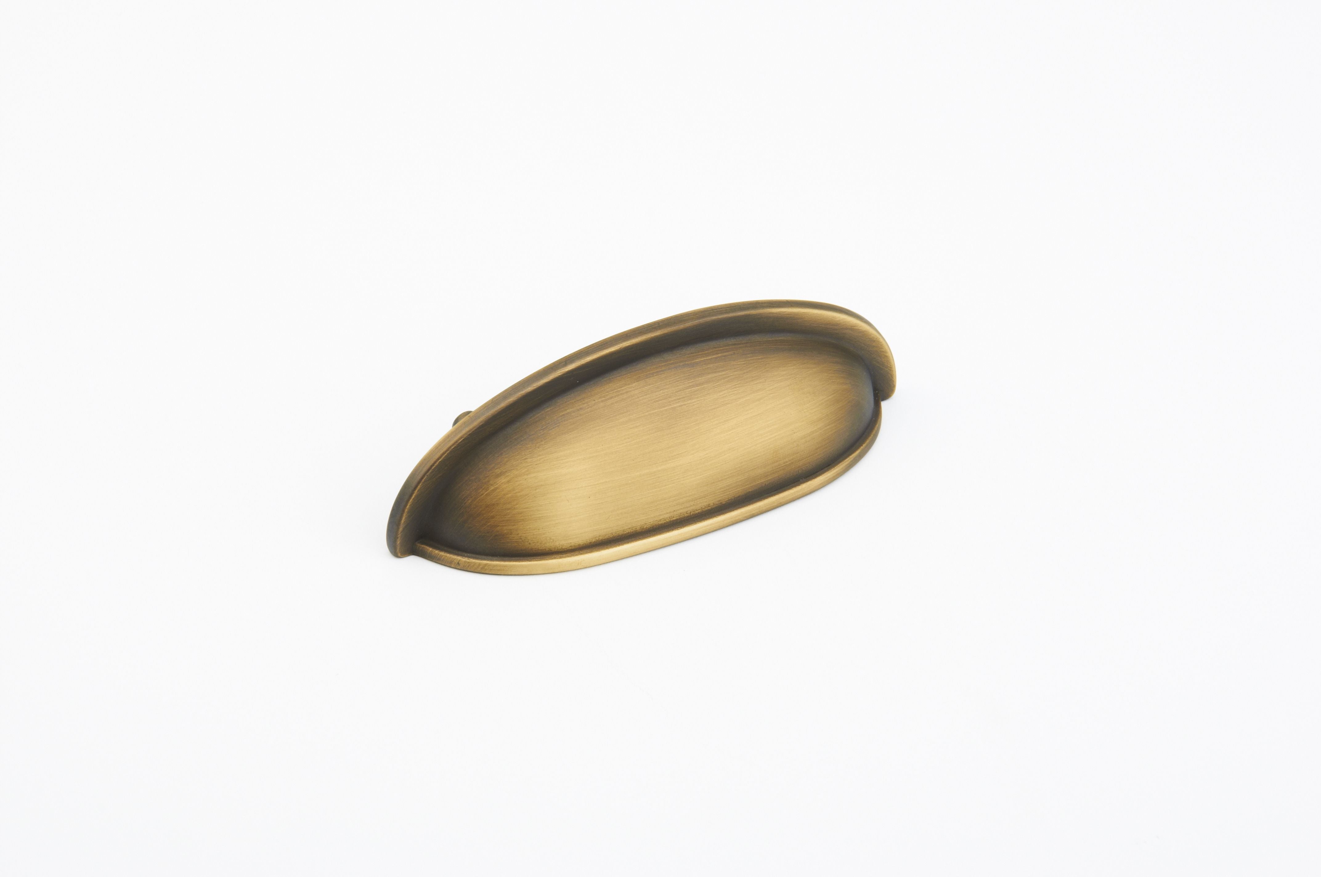 Schaub 731-ALB 4-5/8" Overall; 3" Center to Center Traditional Cup Pull Antique Light Brass Finish Sparrow Supply