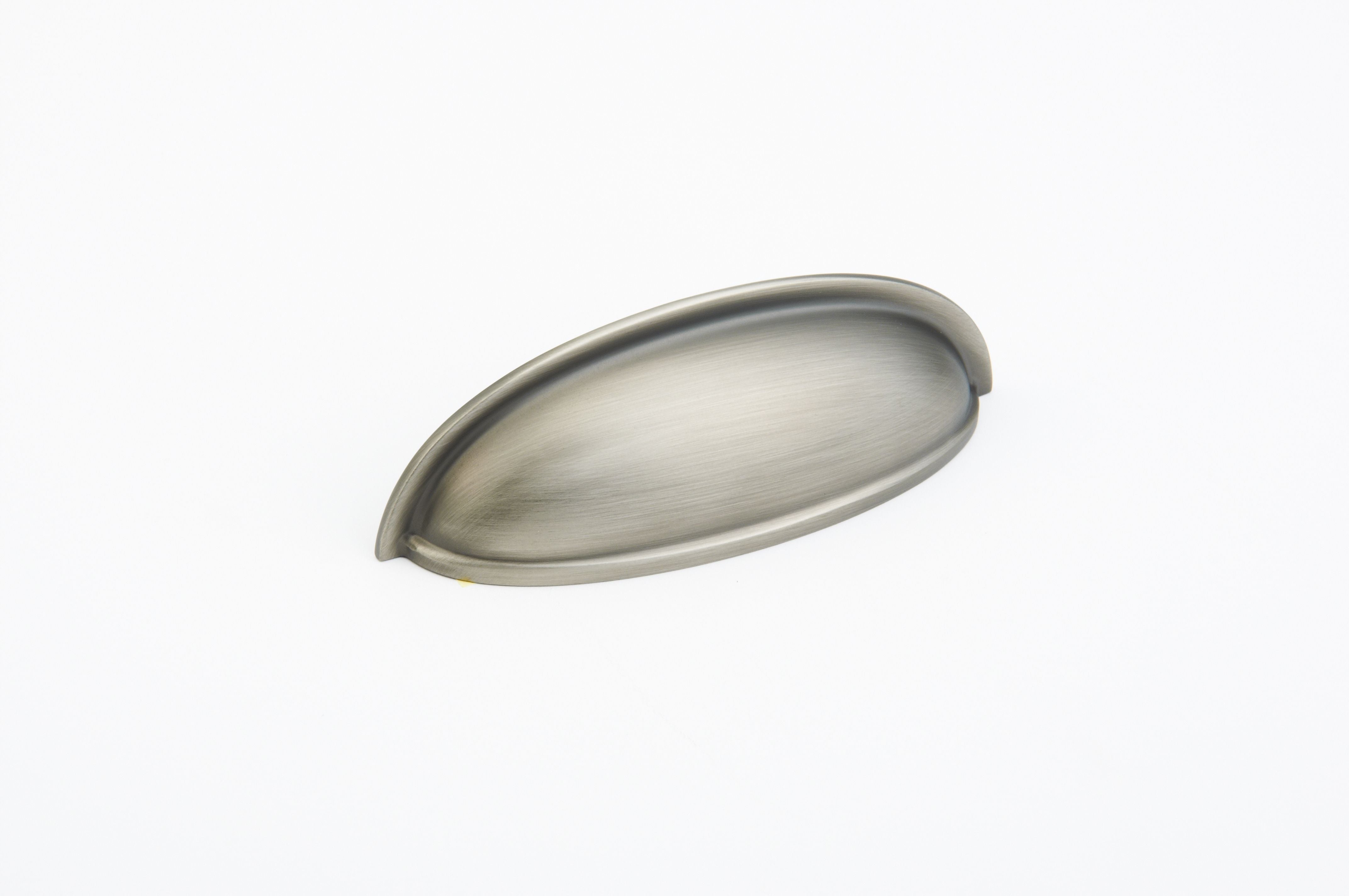 Schaub 731-AN 4-5/8" Overall; 3" Center to Center Traditional Cup Pull Antique Nickel Finish Sparrow Supply