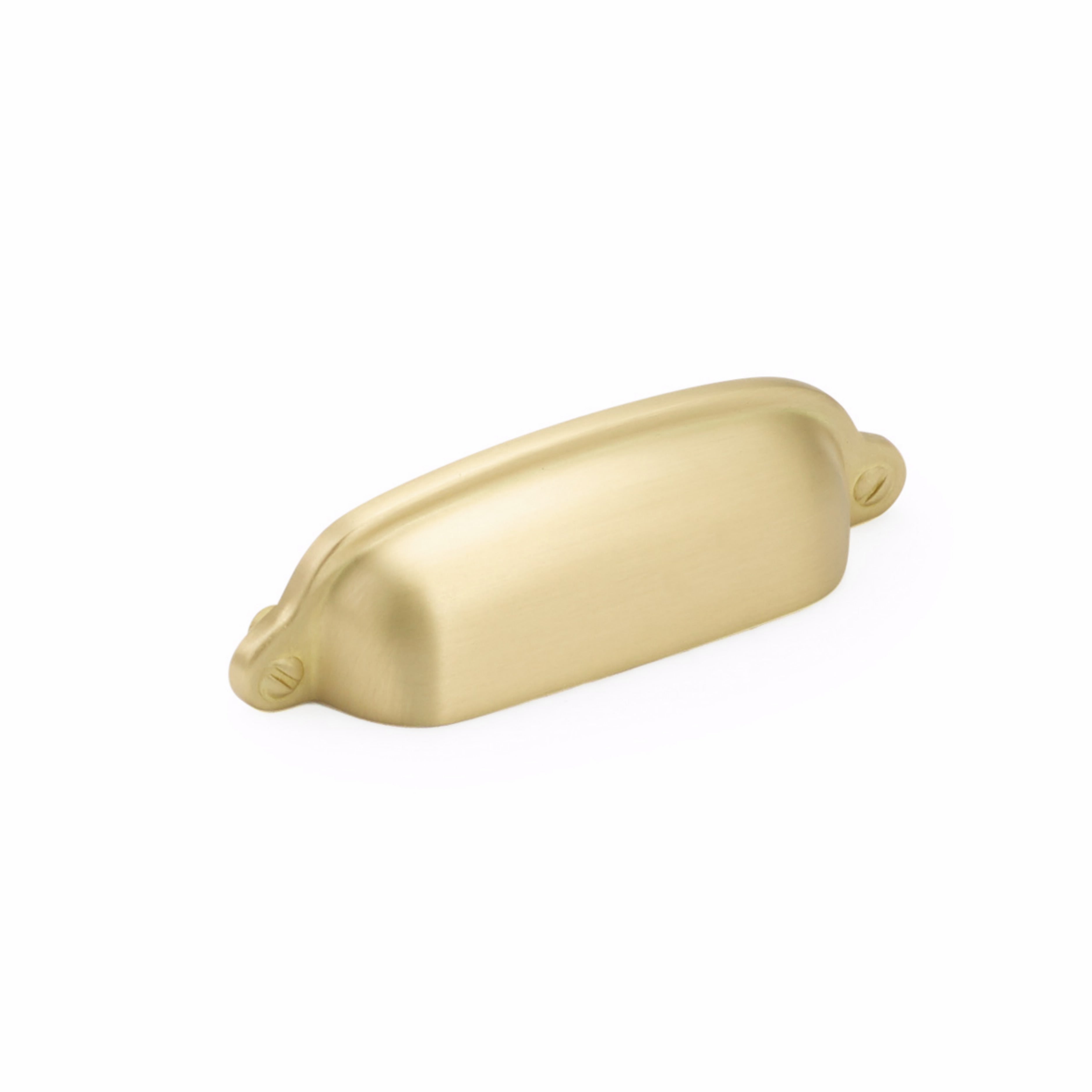 Schaub 743-SB 3" Center to Center Country Cup Pull Satin Brass Finish Sparrow Supply