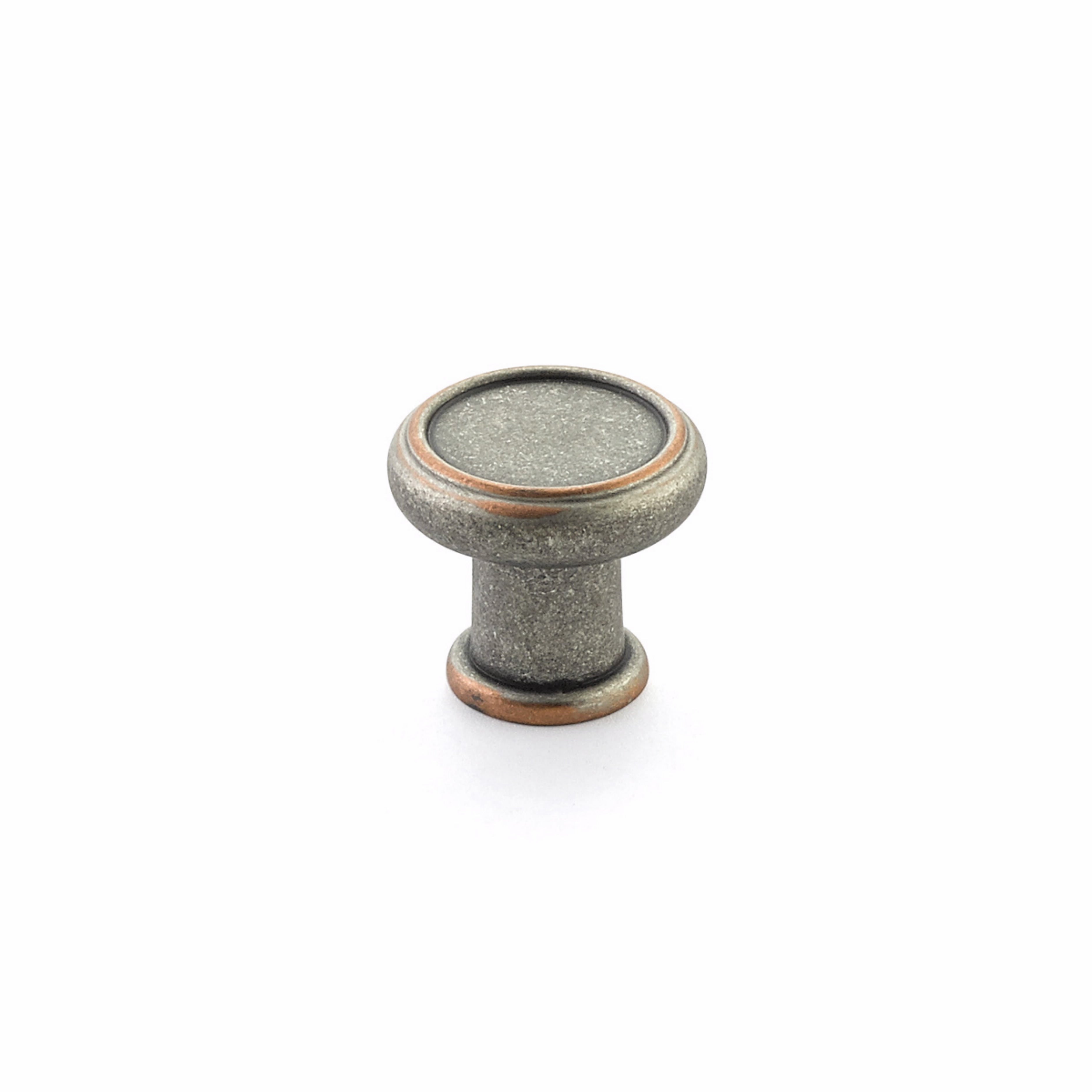 Schaub 78-DP-C Steamworks 1-1/4" Cabinet Knob Distressed Pewter and Copper Finish Sparrow Supply