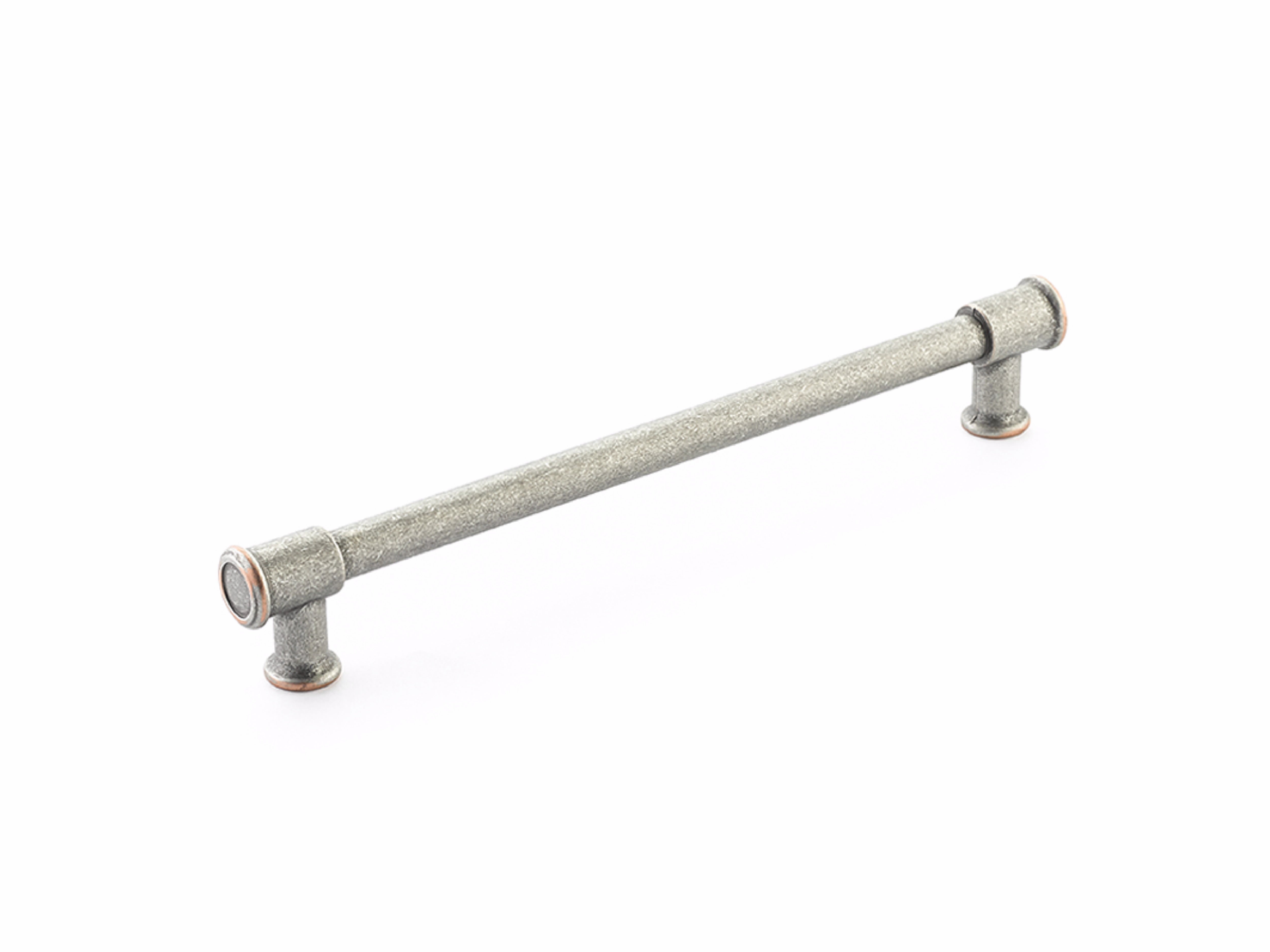 Schaub 79-8-DP-C Steamworks 8" Cabinet Pull Distressed Pewter and Copper Finish Sparrow Supply