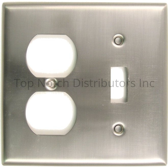 Rusticware 791SN Double Toggle and Outlet Switch Plate Satin Nickel Sparrow Supply