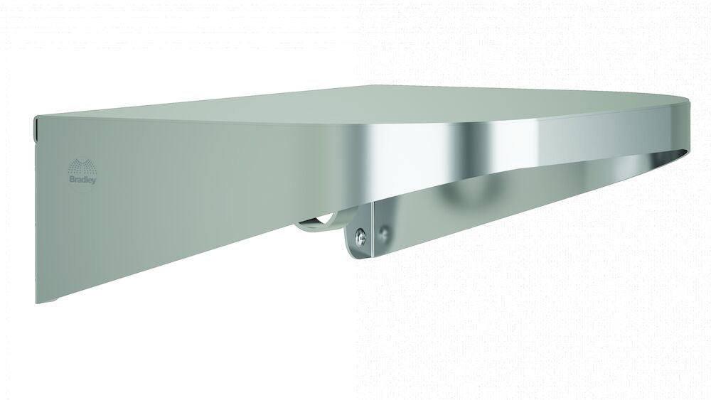 Bradley 7B2-0081296 Shelf, Stainless Satin, 20 Gauge-w/Hooks, 8 X