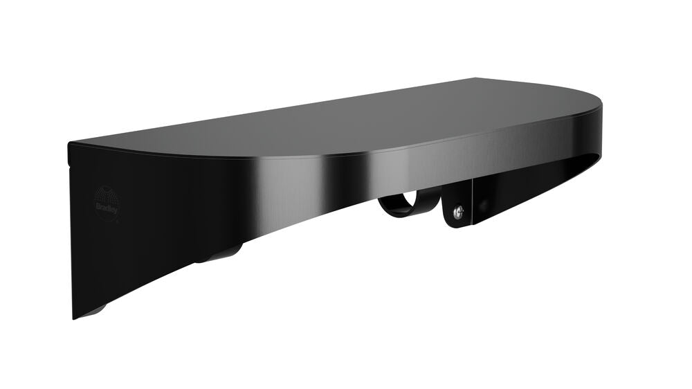 Bradley 7B2-0051296-BB Shelf, Stainless Satin, 20 Gauge-w/Hooks, 5 X 12 Brushed Black