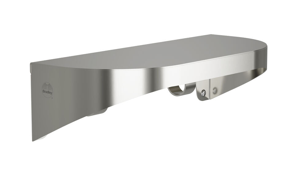 Bradley 7B2-0051296-BS Shelf, Stainless Satin, 20 Gauge-w/Hooks, 5 X 12 Brushed Stainless
