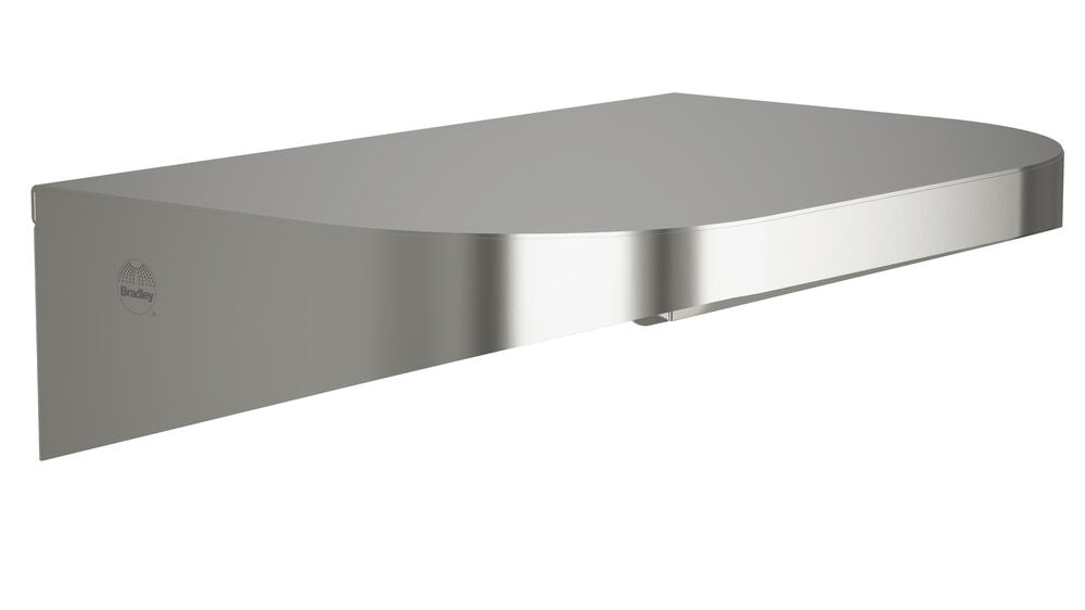 Bradley 7B2-0081296-BS Shelf, Stainless Satin, 20 Gauge-w/Hooks, 8 X 12 Brushed Stainless