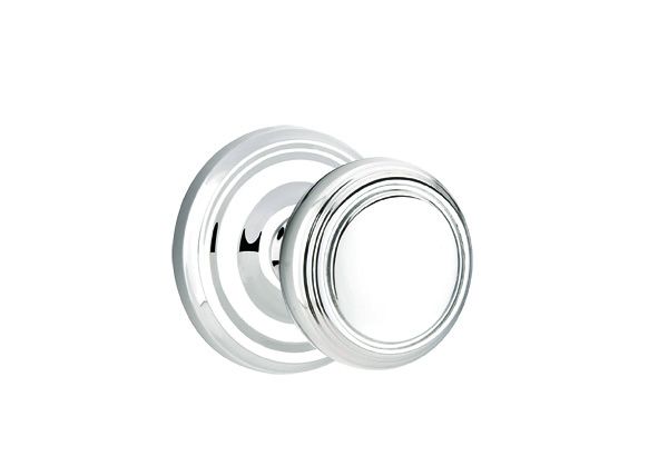 Emtek 8100NWUS26 Norwich Knob 2-3/8" Backset Passage with Regular Rose for 1-1/4" to 2" Door Polished Chrome Finish Sparrow Supply