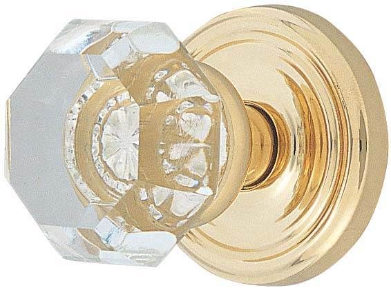 Emtek 8100OTUS3 Old Town Glass Knob 2-3/8" Backset Passage with Regular Rose for 1-1/4" to 2" Door Polished Brass Lifetime Finish Sparrow Supply