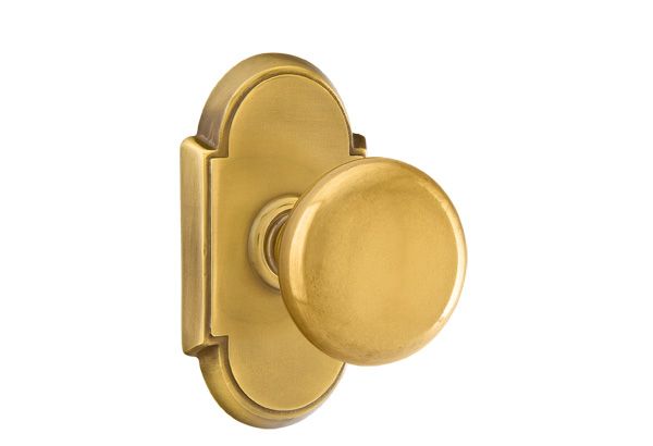Emtek 8108PUS7 Providence Knob 2-3/8" Backset Passage with # 8 Rose for 1-1/4" to 2" Door French Antique Brass Finish Sparrow Supply