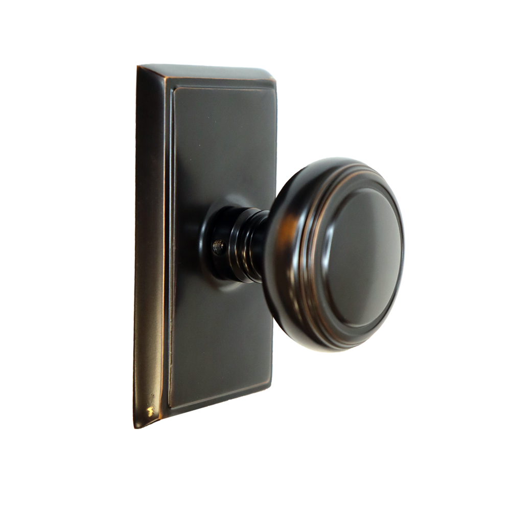 Emtek 8121NWUS10B Norwich Knob 2-3/8" Backset Passage with Rectangular Rose for 1-1/4" to 2" Door Oil Rubbed Bronze Finish Sparrow Supply