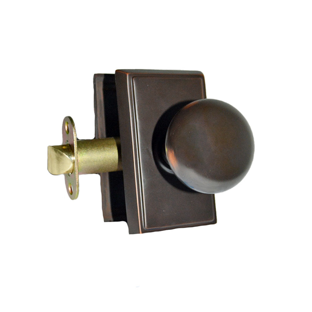 Emtek 8121PUS10B Providence Knob 2-3/8" Backset Passage with Rectangular Rose for 1-1/4" to 2" Door Oil Rubbed Bronze Finish Sparrow Supply