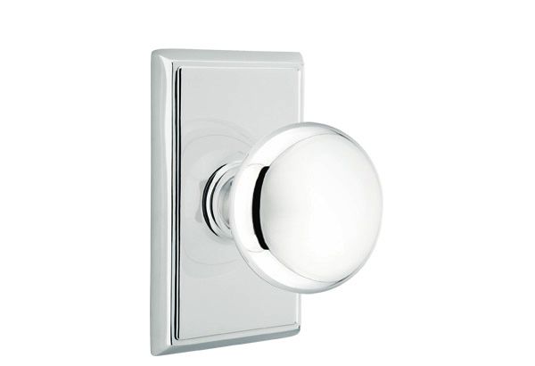 Emtek 8121PUS26 Providence Knob 2-3/8" Backset Passage with Rectangular Rose for 1-1/4" to 2" Door Polished Chrome Finish Sparrow Supply