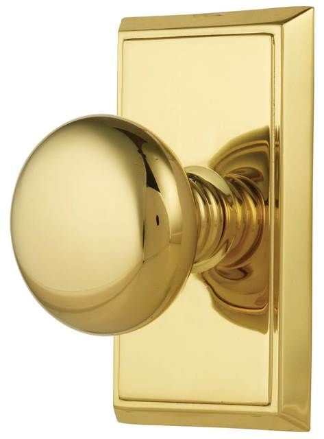Emtek 8121PUS3 Providence Knob 2-3/8" Backset Passage with Rectangular Rose for 1-1/4" to 2" Door Polished Brass Lifetime Finish Sparrow Supply