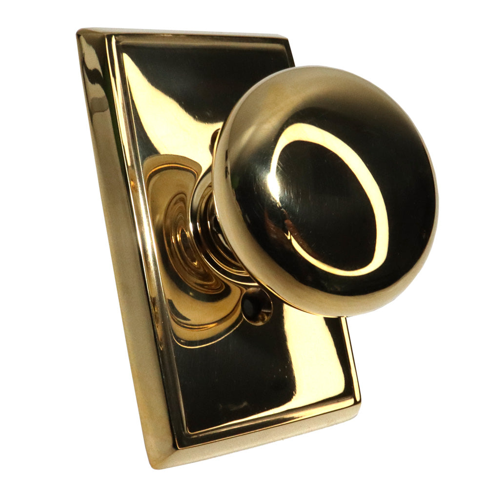 Emtek 8121PUS3NL Providence Knob 2-3/8" Backset Passage with Rectangular Rose for 1-1/4" to 2" Door Unlacquered Brass Finish Sparrow Supply