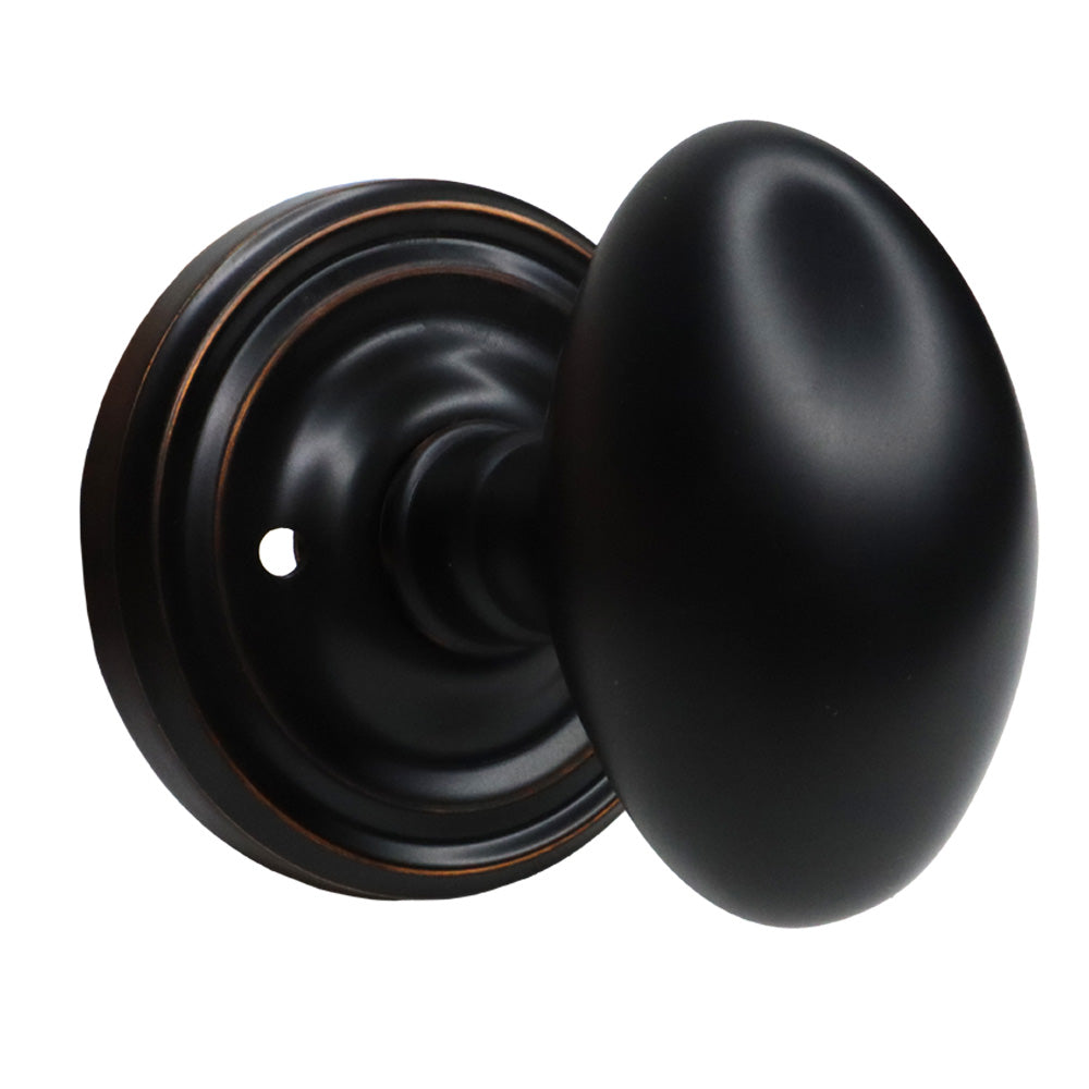 Emtek 8200EUS10B Egg Knob 2-3/8" Backset Privacy with Regular Rose for 1-1/4" to 2" Door Oil Rubbed Bronze Finish Sparrow Supply