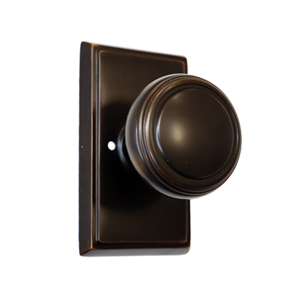 Emtek 8221NWUS10B Norwich Knob 2-3/8" Backset Privacy with Rectangular Rose for 1-1/4" to 2" Door Oil Rubbed Bronze Finish Sparrow Supply