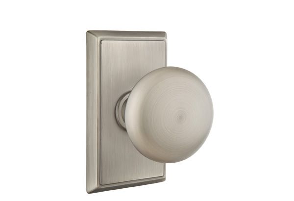 Emtek 8221PUS15A Providence Knob 2-3/8" Backset Privacy with Rectangular Rose for 1-1/4" to 2" Door Pewter Finish