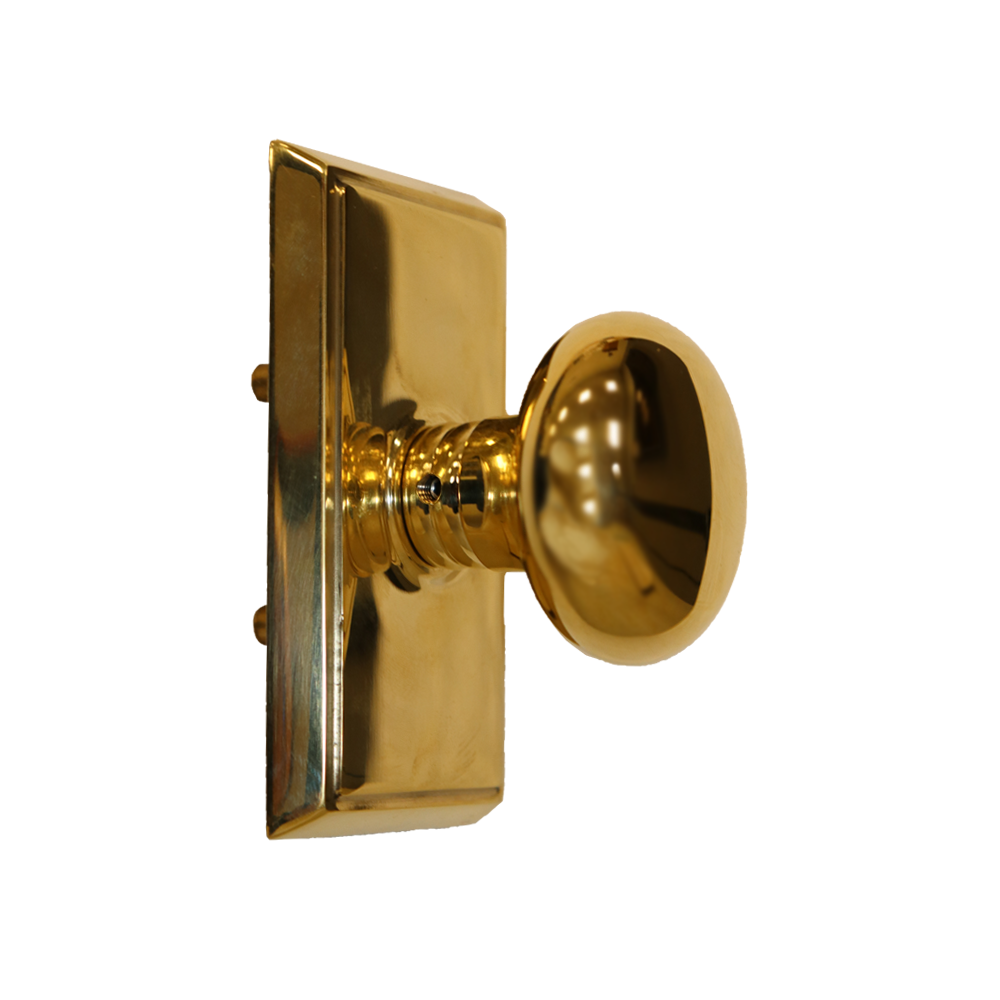 Emtek 8221PUS3NL Providence Knob 2-3/8" Backset Privacy with Rectangular Rose for 1-1/4" to 2" Door Unlacquered Brass Finish Sparrow Supply