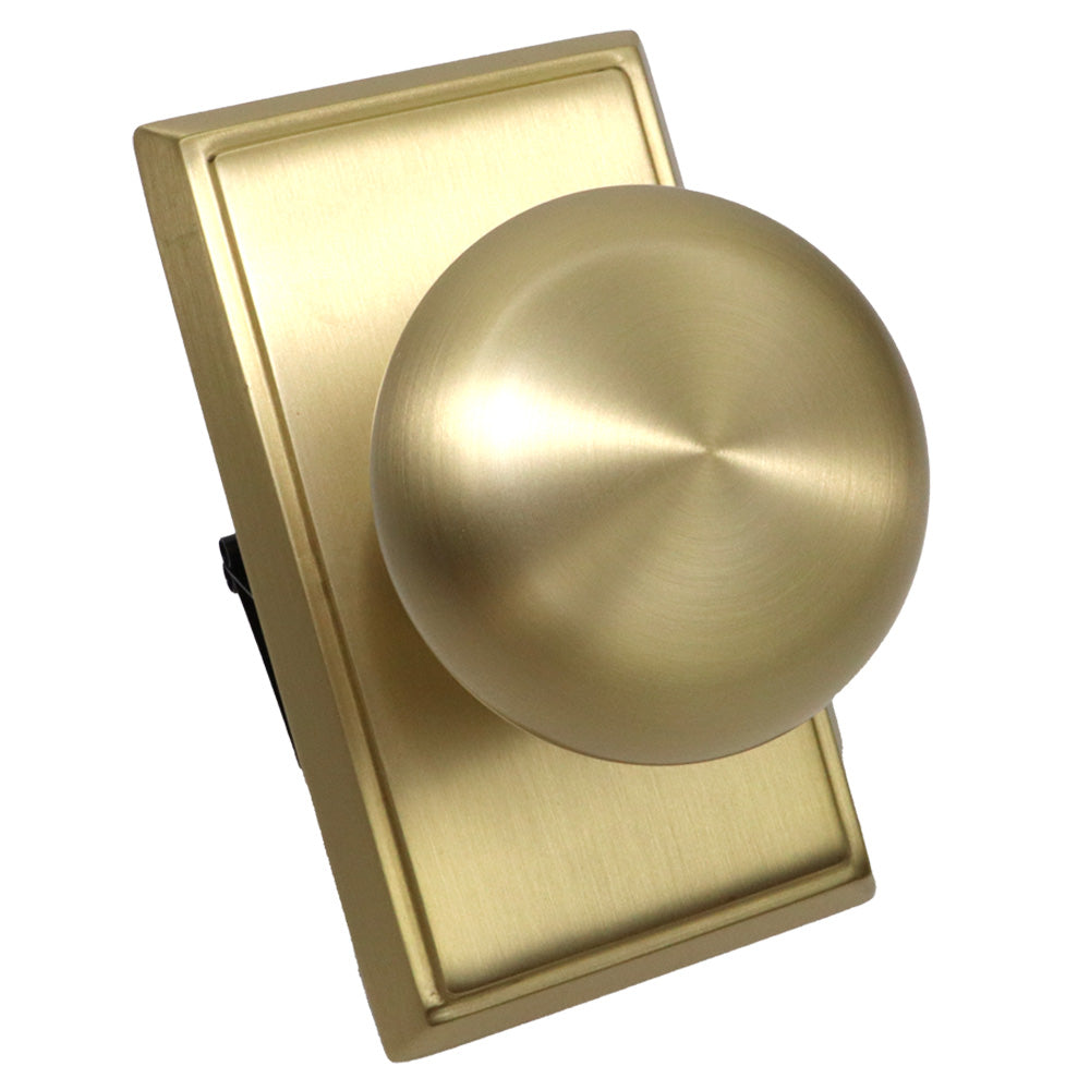 Emtek 8221PUS4 Providence Knob 2-3/8" Backset Privacy with Rectangular Rose for 1-1/4" to 2" Door Satin Brass Finish Sparrow Supply