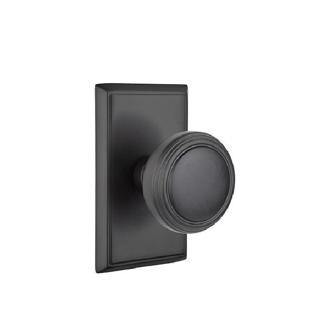Emtek 8521NWUS19 Norwich Knob Dummy Pair with Rectangular Rose for 1-1/4" to 2" Door Flat Black Finish Sparrow Supply