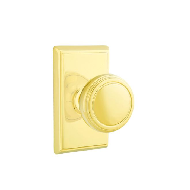 Emtek 8521NWUS3 Norwich Knob Dummy Pair with Rectangular Rose for 1-1/4" to 2" Door Polished Brass Lifetime Finish Sparrow Supply