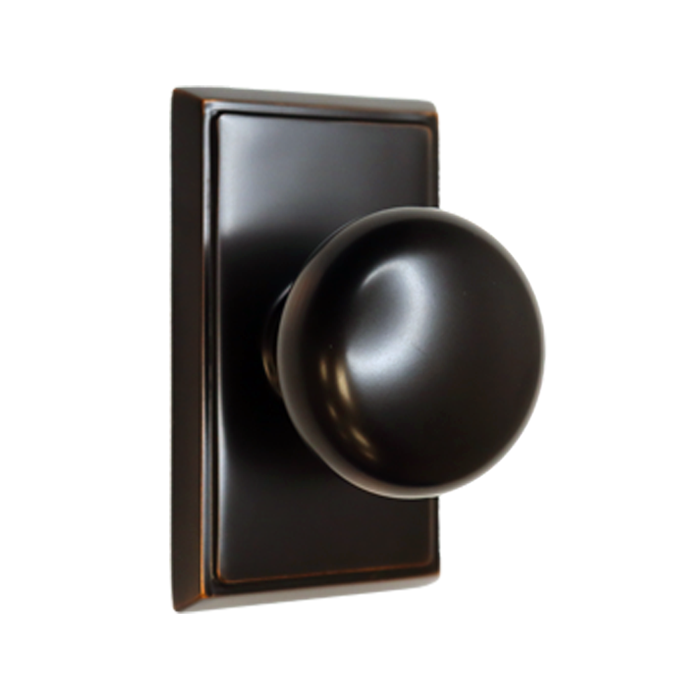 Emtek 8521PUS10B Providence Knob Dummy Pair with Rectangular Rose for 1-1/4" to 2" Door Oil Rubbed Bronze Finish Sparrow Supply
