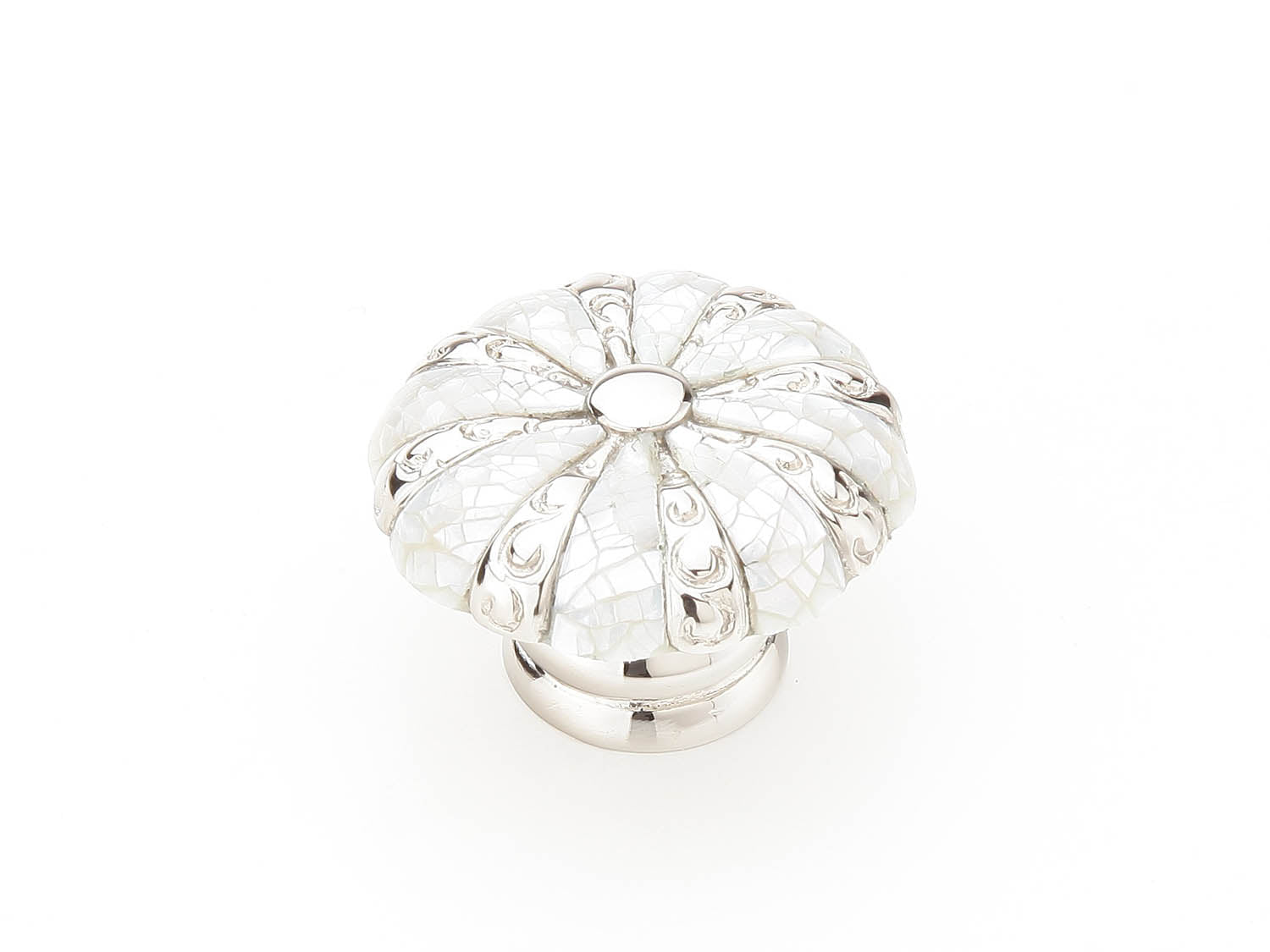 Schaub 853-MOP-PN 1-3/8" Symphony Cabinet Knob Mother of Pearl Polished Nickel Finish Sparrow Supply