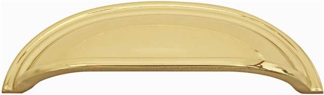 Emtek 86123US3 Cup Cabinet Pull with 3" Center To Center Polished Brass Lifetime Finish Sparrow Supply