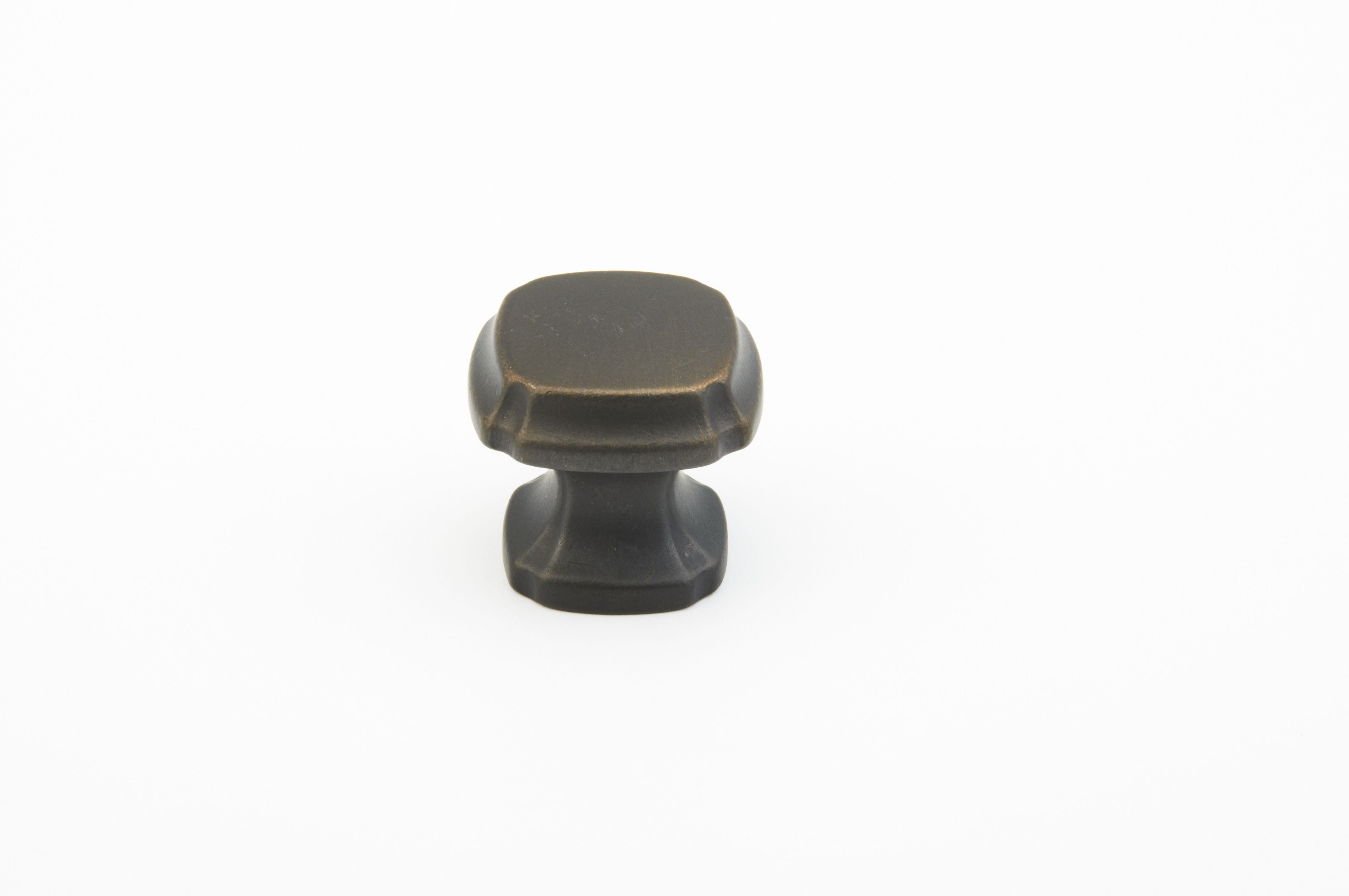 Schaub 882-ABZ 1-3/8" Empire Square Cabinet Knob Ancient Bronze Finish Sparrow Supply