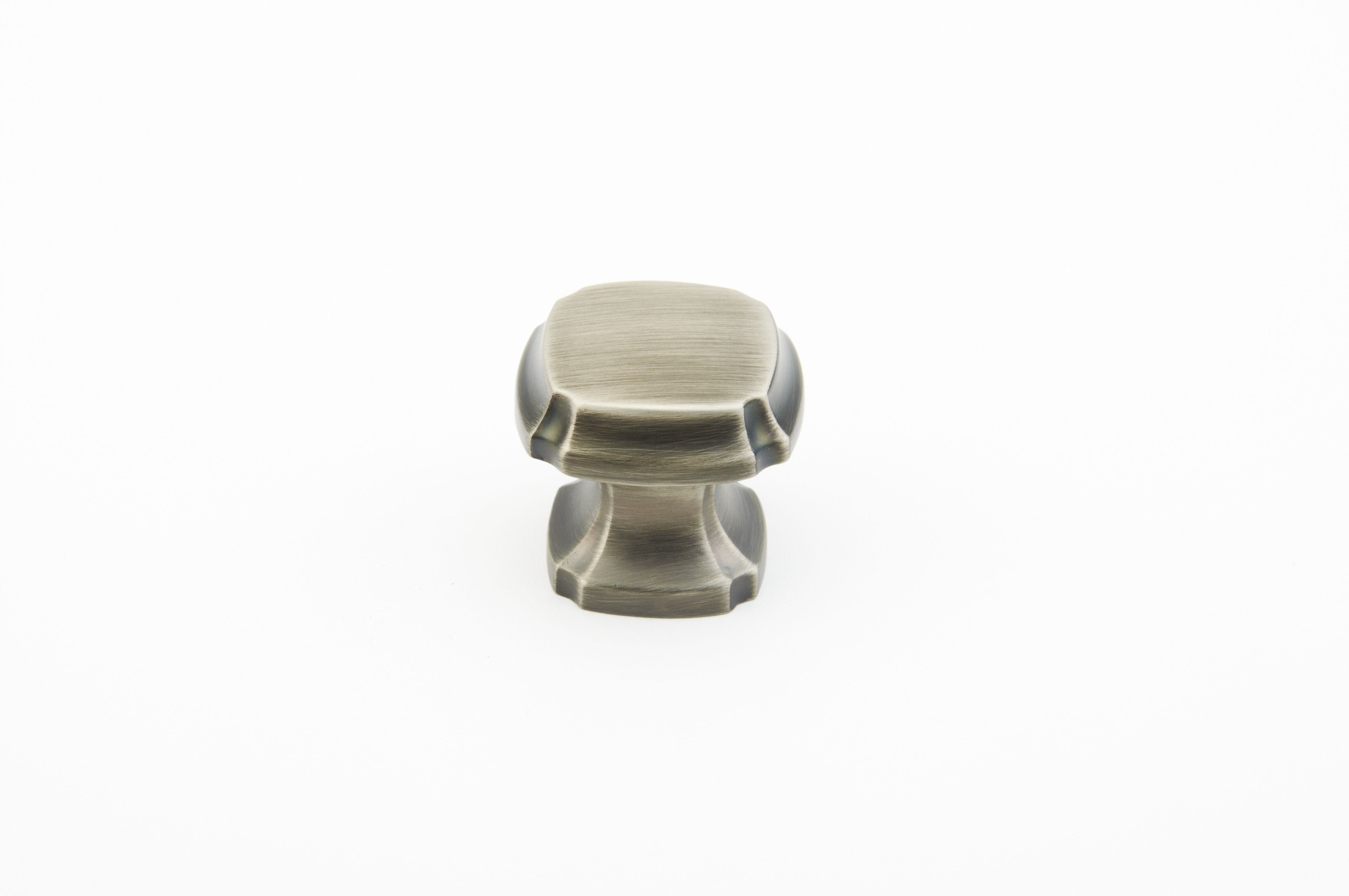 Schaub 882-AN 1-3/8" Empire Square Cabinet Knob Antique Nickel Finish Sparrow Supply