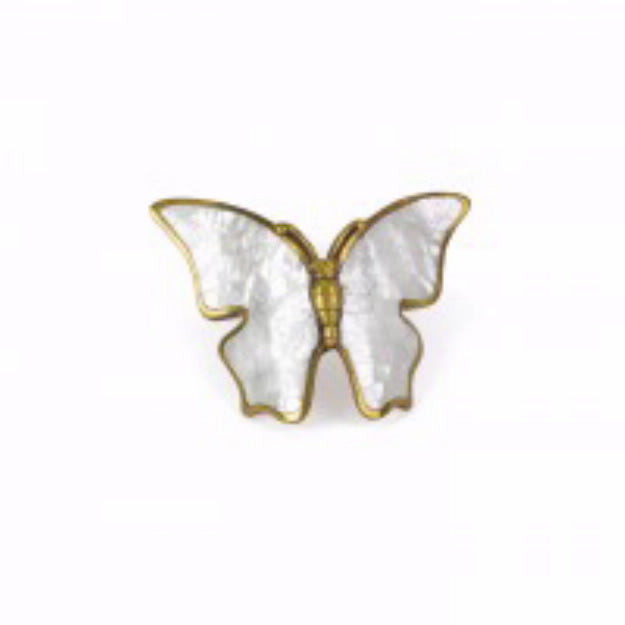 Schaub 891-PAR 1-1/2" Center to Center Mother of Pearl Nature Butterfly Cabinet Pull Paris Brass Finish Sparrow Supply