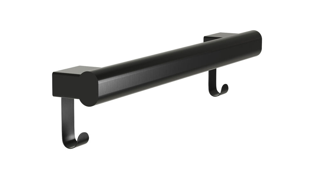 Bradley 8B1-0011896-BB Grab Bar Oval, Stainless Satin-w/Hooks, 18" Brushed Black
