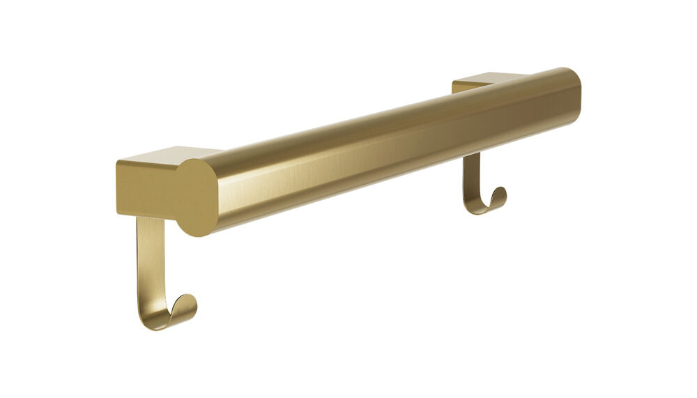 Bradley 8B1-0011896-BR Grab Bar Oval, Stainless Satin-w/Hooks, 18" Brushed Brass