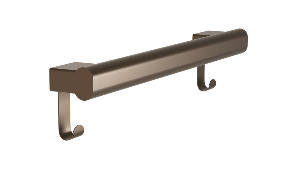 Bradley 8B1-0011896-BZ Grab Bar Oval, Stainless Satin-w/Hooks, 18" Brushed Bronze