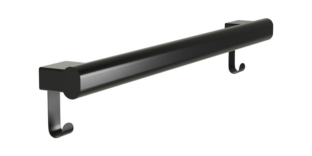 Bradley 8B1-0012496-BB Grab Bar Oval, Stainless Satin-w/Hooks, 24" Brushed Black Sparrow Supply