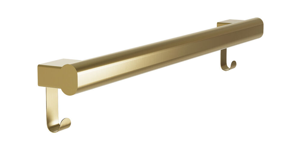 Bradley 8B1-0012496-BR Grab Bar Oval, Stainless Satin-w/Hooks, 24" Brushed Brass Sparrow Supply