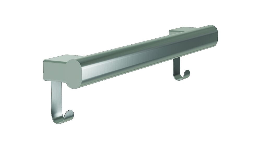 Bradley 8B1-0011896 Grab Bar Oval, Stainless Satin-w/Hooks, 18"