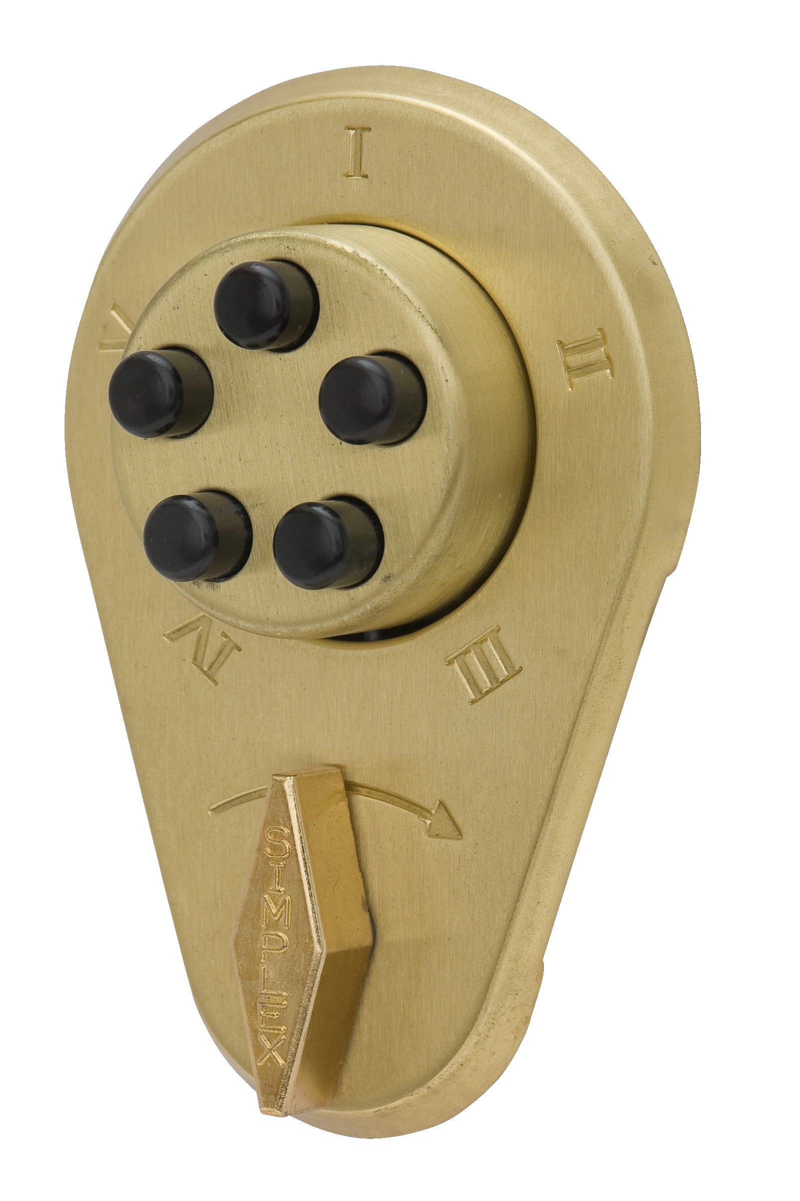 Kaba Simplex 90404 Auxiliary Lock with Thumbturn; 1" Deadbolt for 1-3/4" to 2-1/8" Door Satin Brass Finish Sparrow Supply