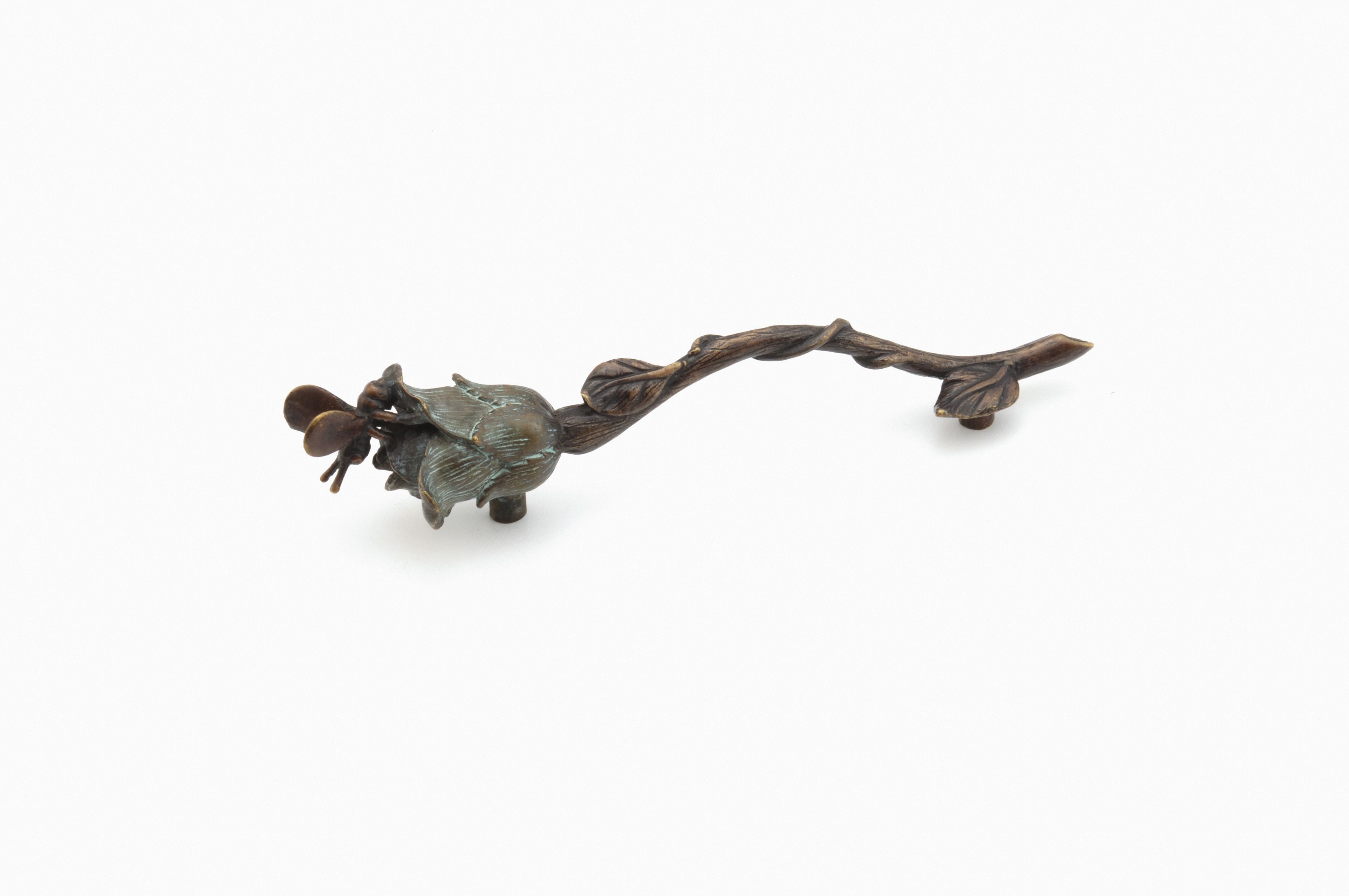 Schaub 908-PBZ 3-3/4" Center to Center Symphony Nature Bee on Rose Cabinet Pull Pompeian Bronze Finish Sparrow Supply