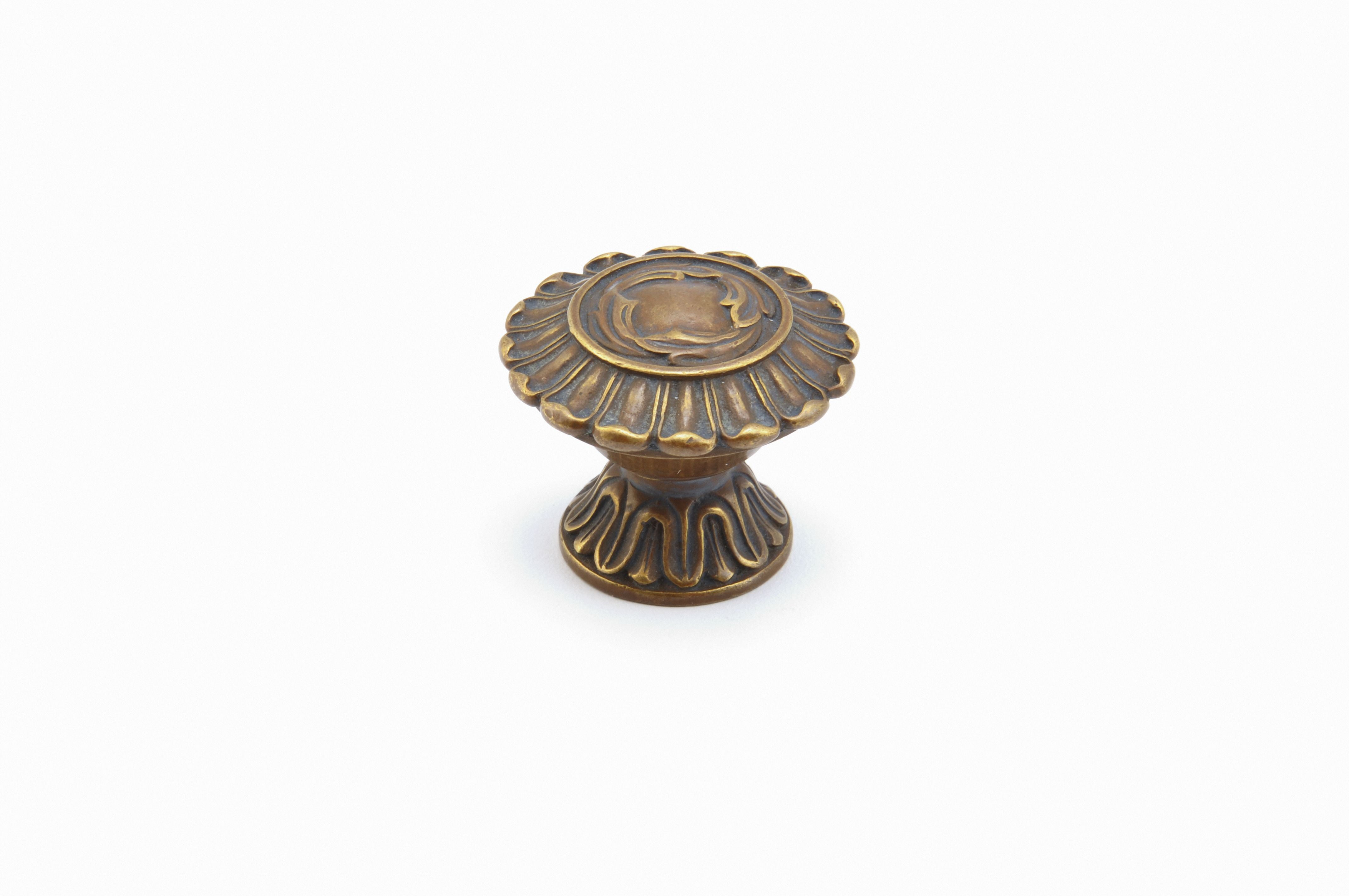 Schaub 936-MBR 1-1/4" French Court Cabinet Knob Monticello Brass Finish Sparrow Supply