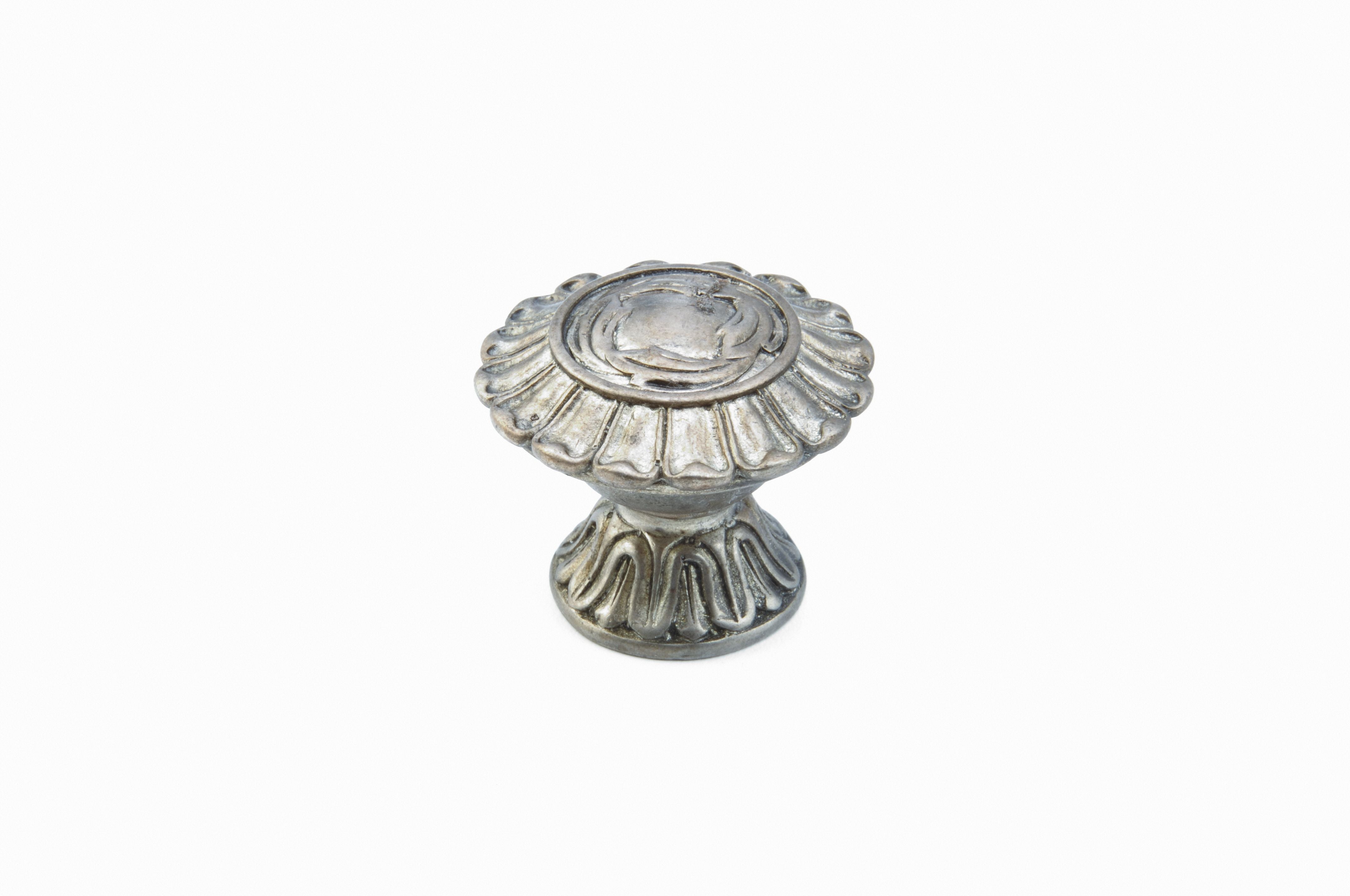 Schaub 936-MSL 1-1/4" French Court Cabinet Knob Monticello Silver Finish Sparrow Supply